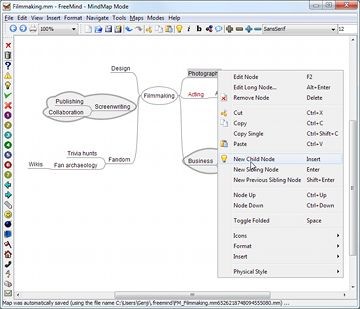 FreeMind é um editor e ferramenta de desenho para “brainstorming”. A apresentação de cada nó em um “mapa mental” pode ser imensamente personalizada.