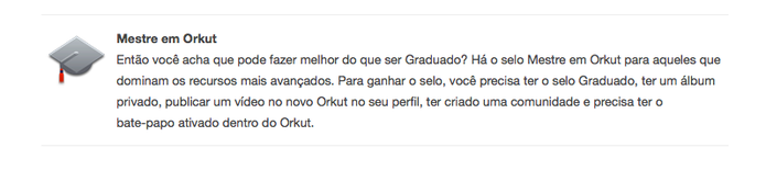 Selo de mestre em Orkut